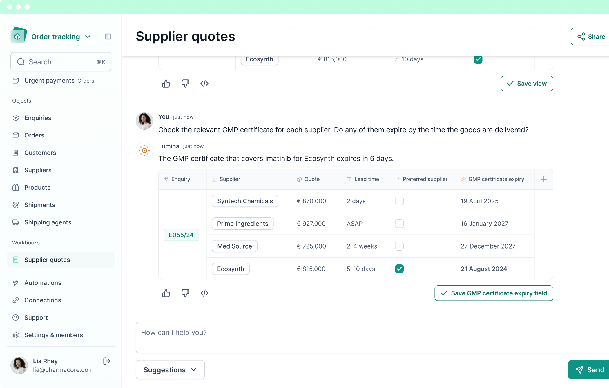 Lumina Analytics Interface
